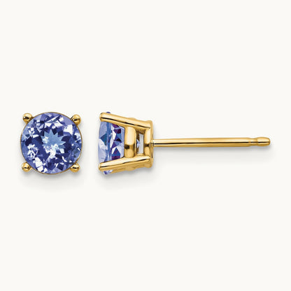 Tanzanite Post Earrings, 14K