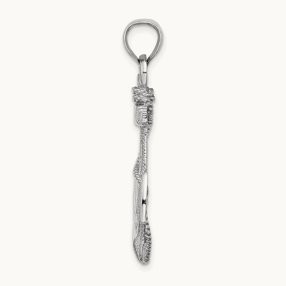 2-D Anchor with Rope Pendant in 14K White Gold