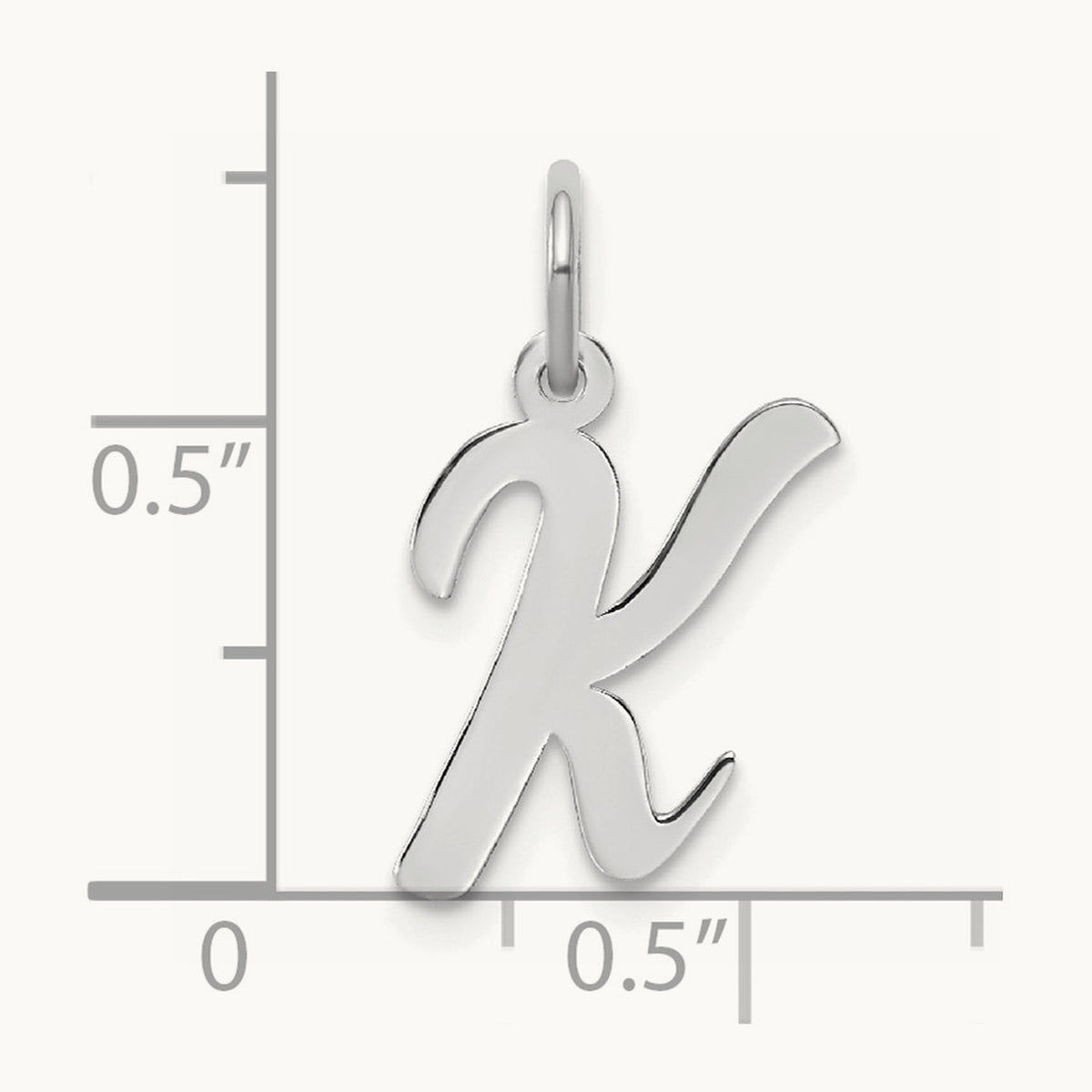 Medium Script Initial Charm — 14K White Gold, K