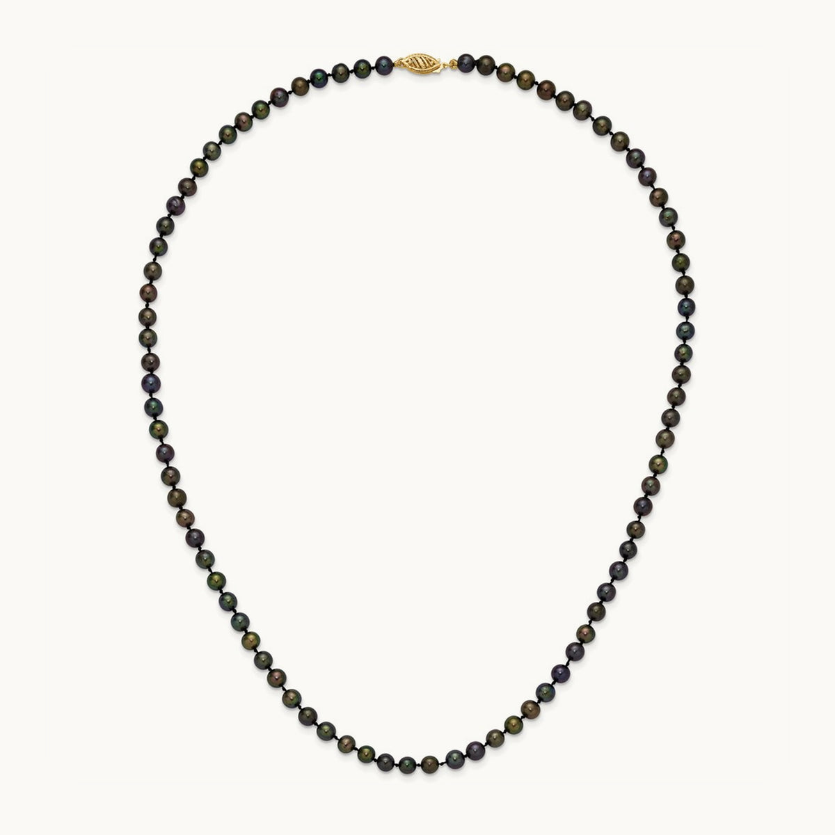 5- Black Near Round Freshwater Cultured Pearl Necklace, 14K