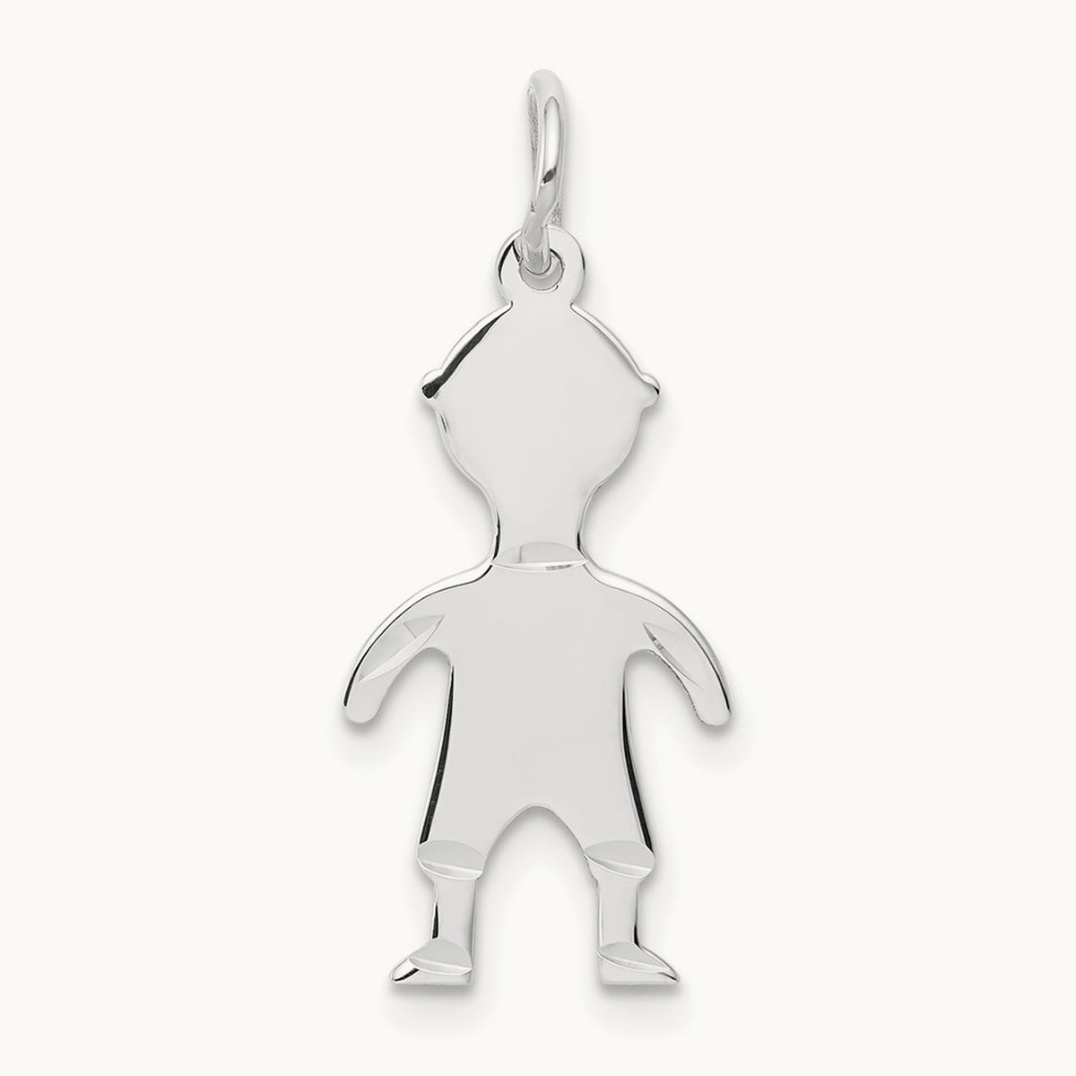 .018 Depth Engravable Boy Charm — 14K White Gold, 25mm