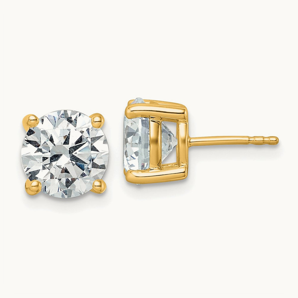 Round Lightweight Earrings, 0.25-6.00 ct tw Lab-Grown Diamond — 5 ct, 10K Yellow Gold