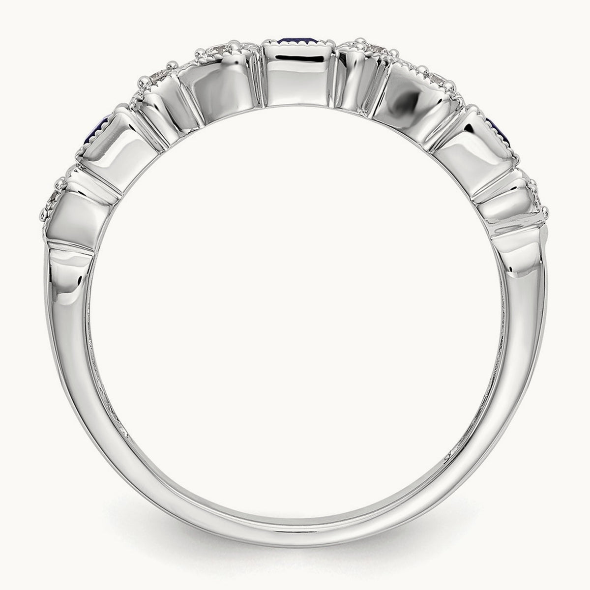 Diamond w/Sapphire Band, 14K White Gold