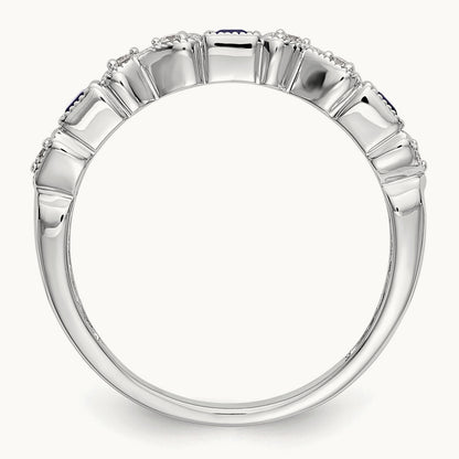 Diamond w/Sapphire Band, 14K White Gold