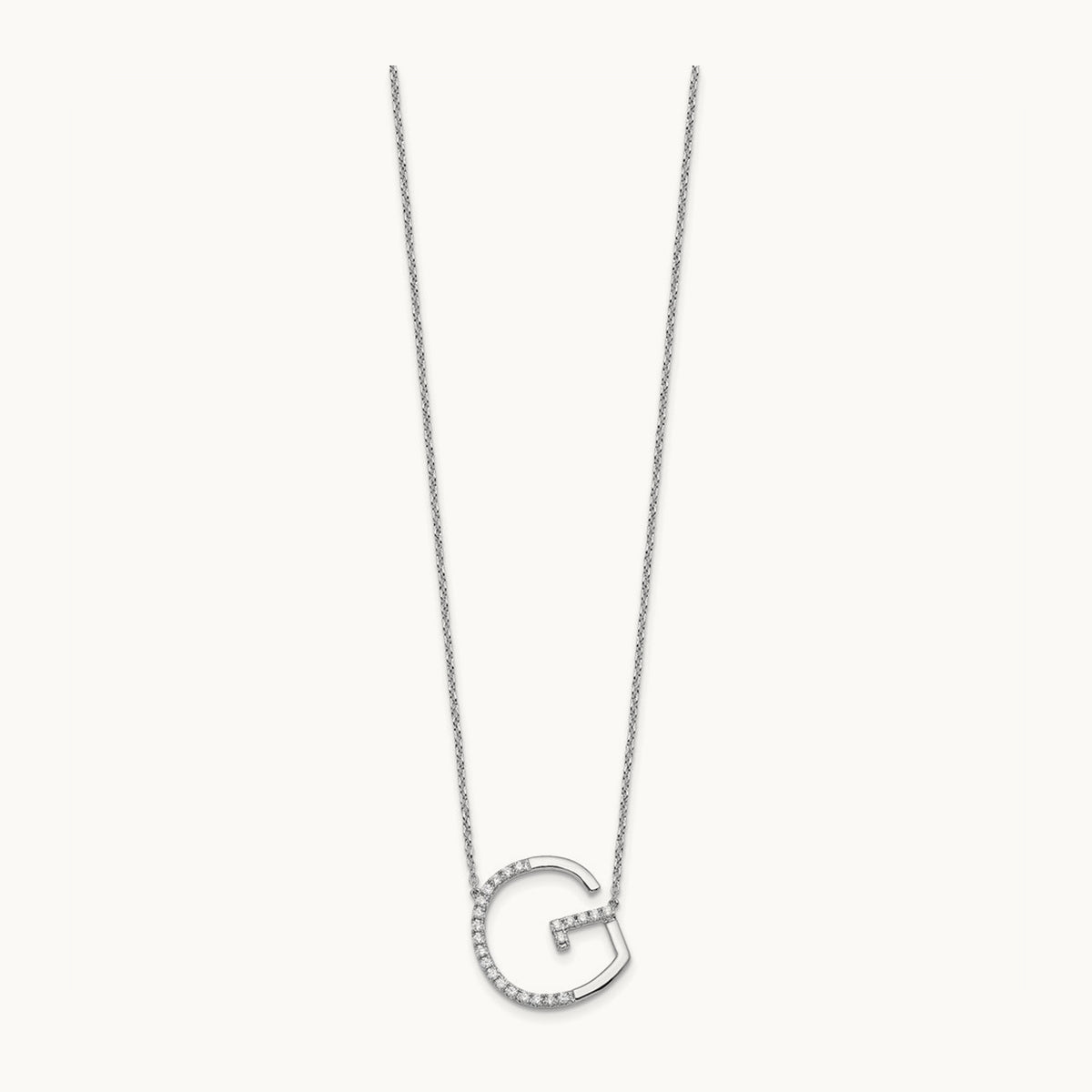 Sideways Diamond Necklace — 14K White Gold, G