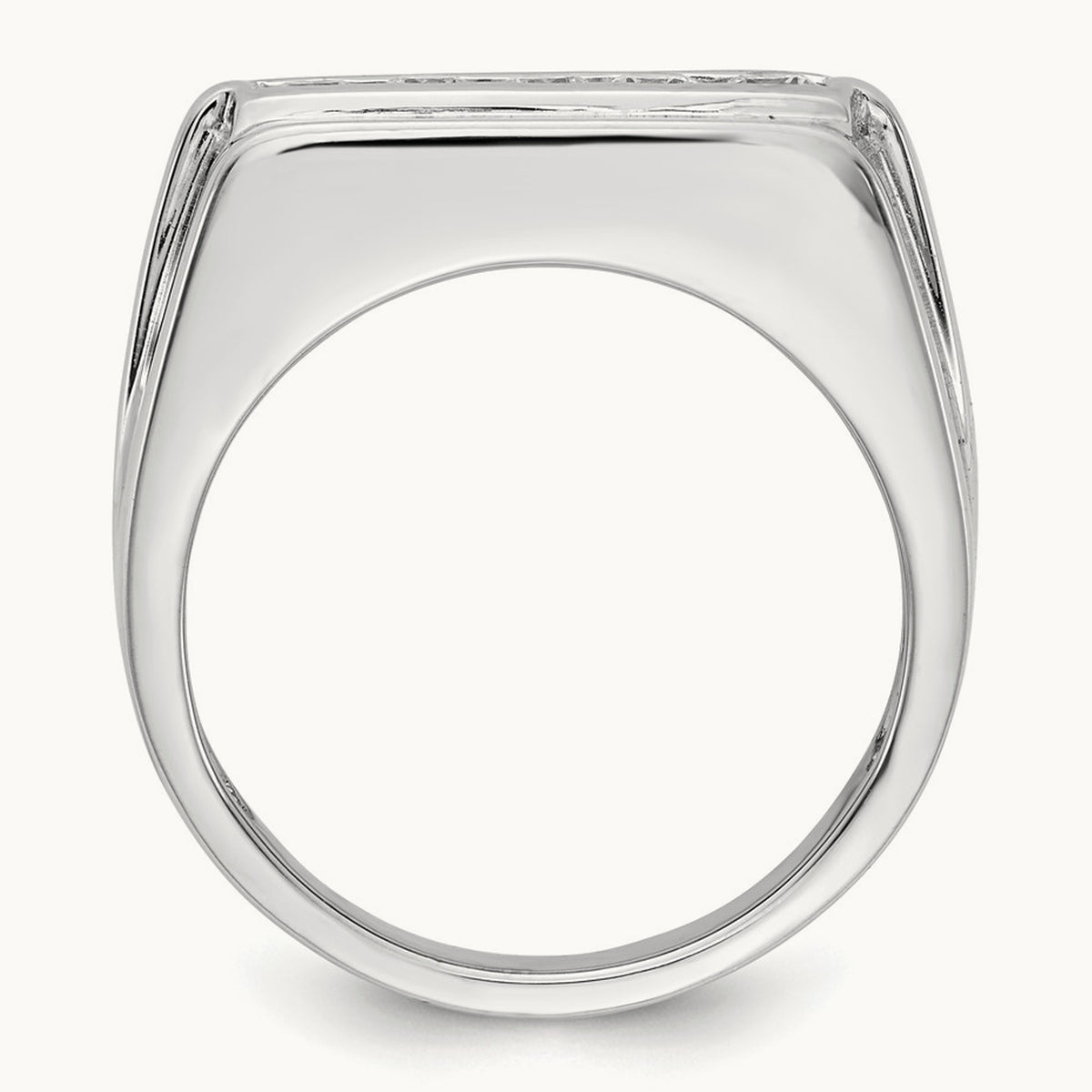 Diamond 5-stone Mens Ring, 14K White Gold