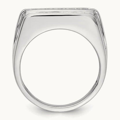 Diamond 5-stone Mens Ring, 14K White Gold