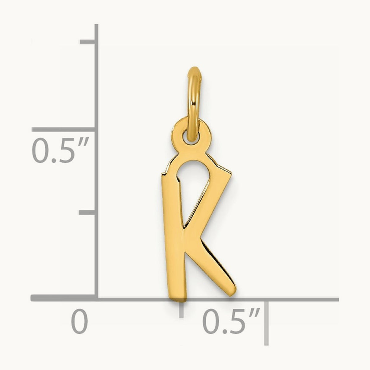 Small Slanted Block Initial Charm — 14K Yellow Gold, K