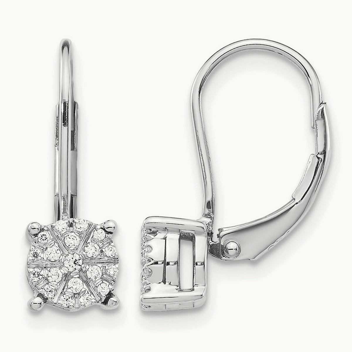 Diamond Cluster Leverback Earrings — 19mm