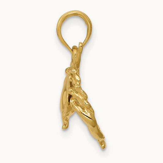 Polished Open-Backed Crab Pendant — 14K Yellow Gold