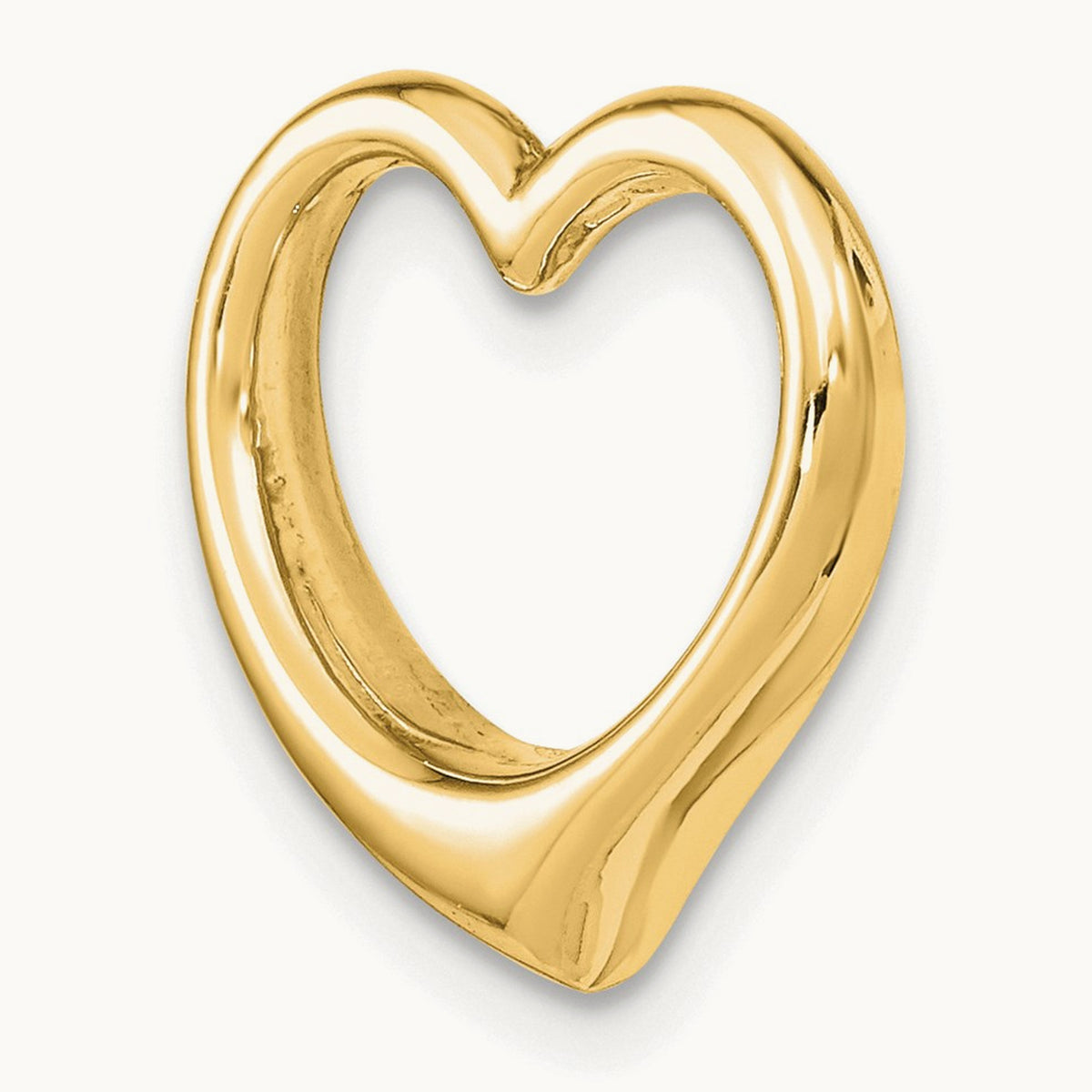 Polished Heart Chain Slide — 14K Yellow Gold, 15.5mm