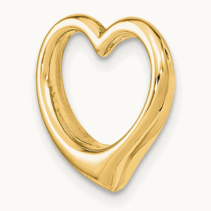 Polished Heart Chain Slide — 14K Yellow Gold, 15.5mm