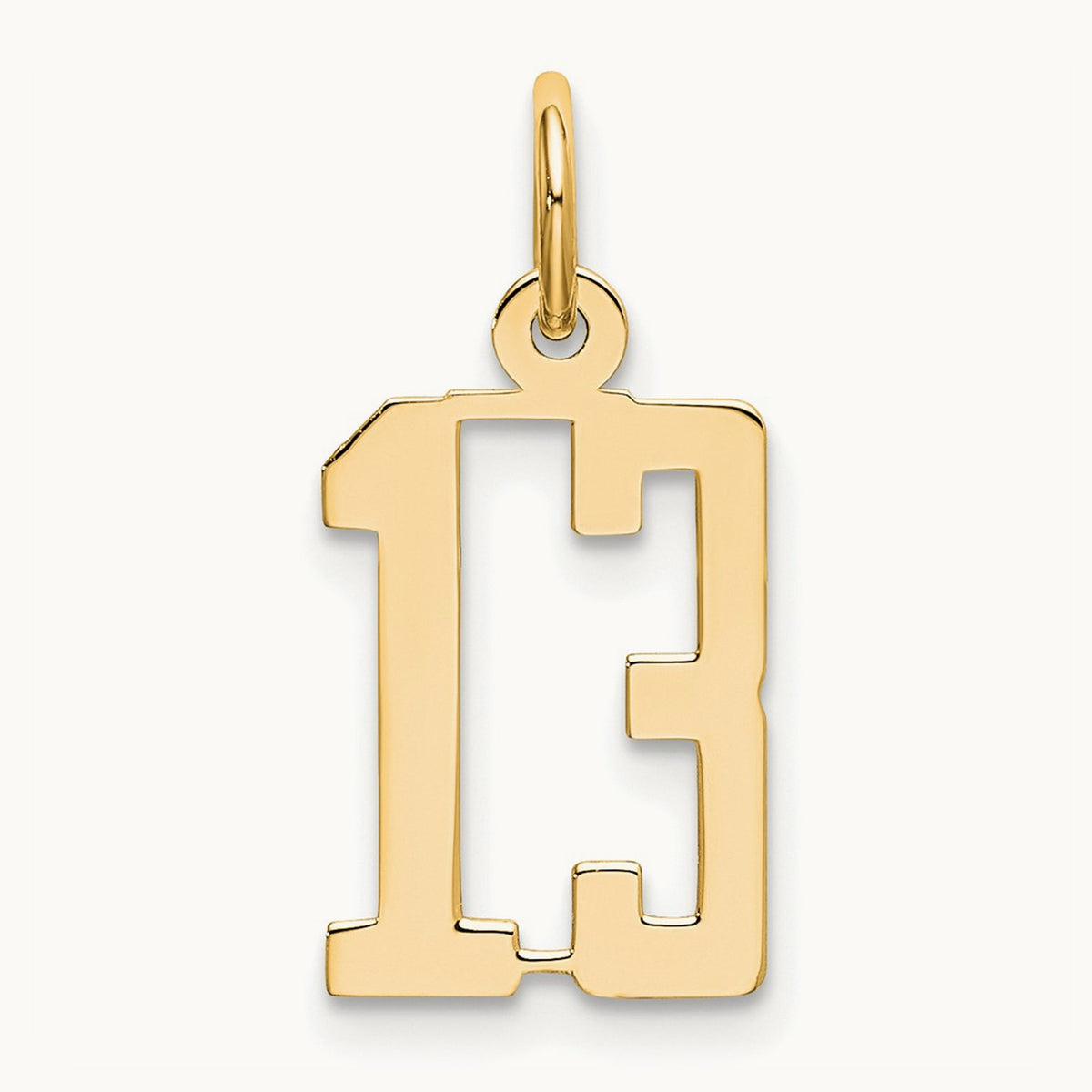 Small Elongated Number 13 Charm, 14K