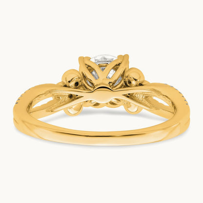 1ct Round Split Shank Semi-Mount Eng. Dia Ring, 14K Gold