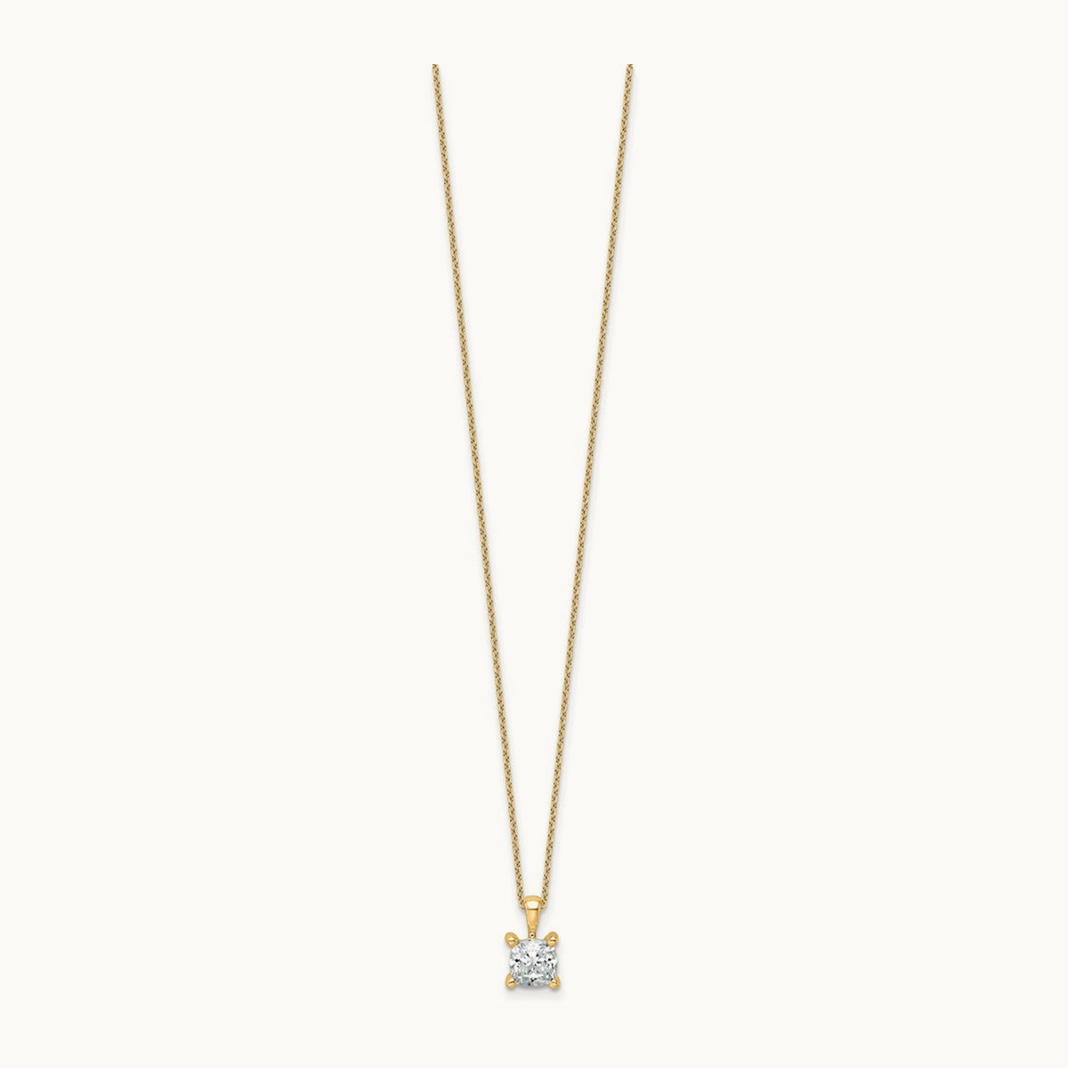 Cushion Pendant Necklace, 0.50-2.00 ct tw Lab-Grown Diamond — 1 ct, 14K Yellow Gold