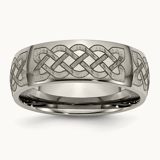 Polished Celtic Laser Design Band — photo set