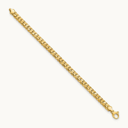 Satin and Polished Fancy Link Bracelet, 6.5mm, 14K