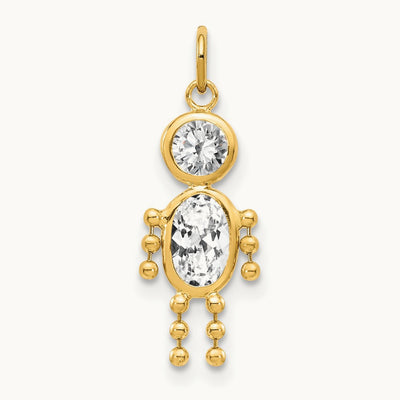 April Boy Birthstone Charm, 14K
