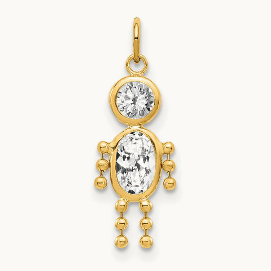 April Boy Birthstone Charm, 14K