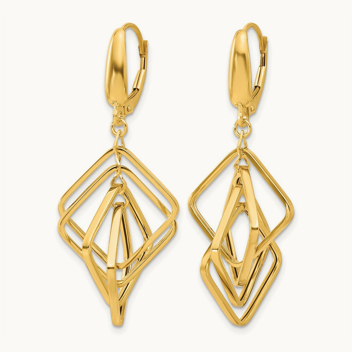 Polished Squares Dangle Earrings, 14K — Leslie's