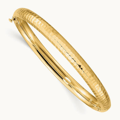 3/16 Hammered Children's Hinged Bangle, 14K
