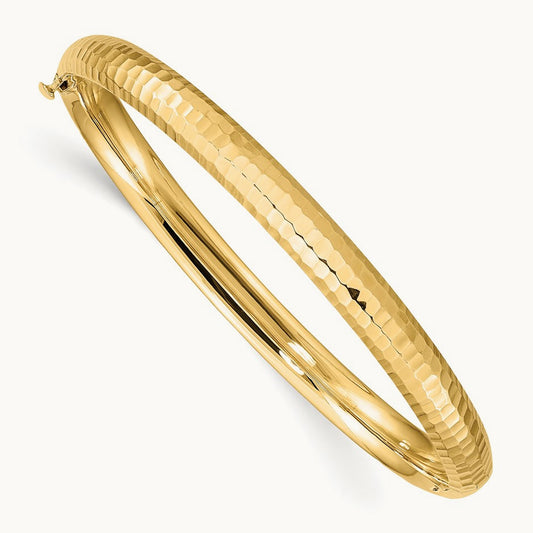 3/16 Hammered Children's Hinged Bangle, 14K