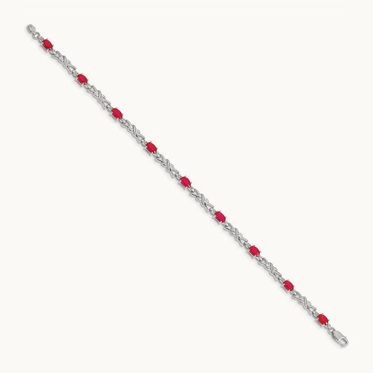 Diamond and Ruby Bracelet, 14K White Gold