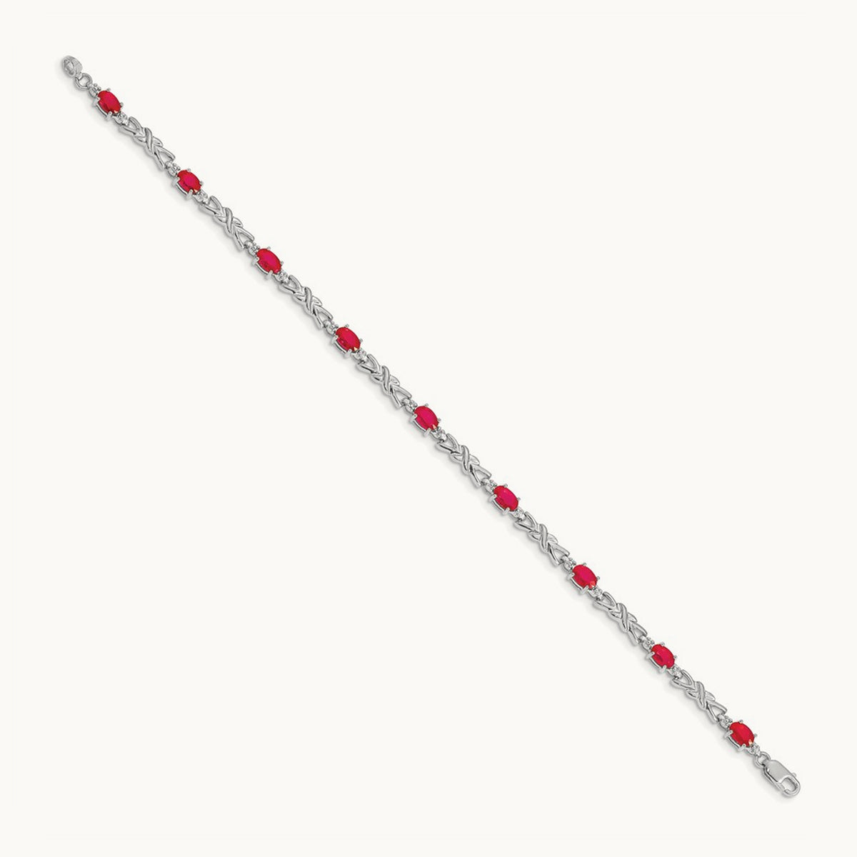 Diamond and Ruby Bracelet, 14K White Gold