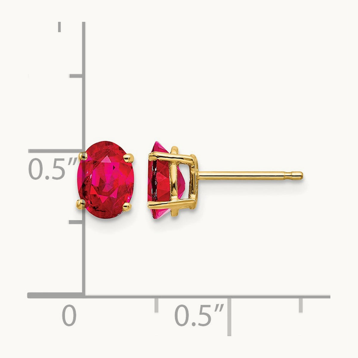 Ruby Post Earrings — 14K Yellow Gold