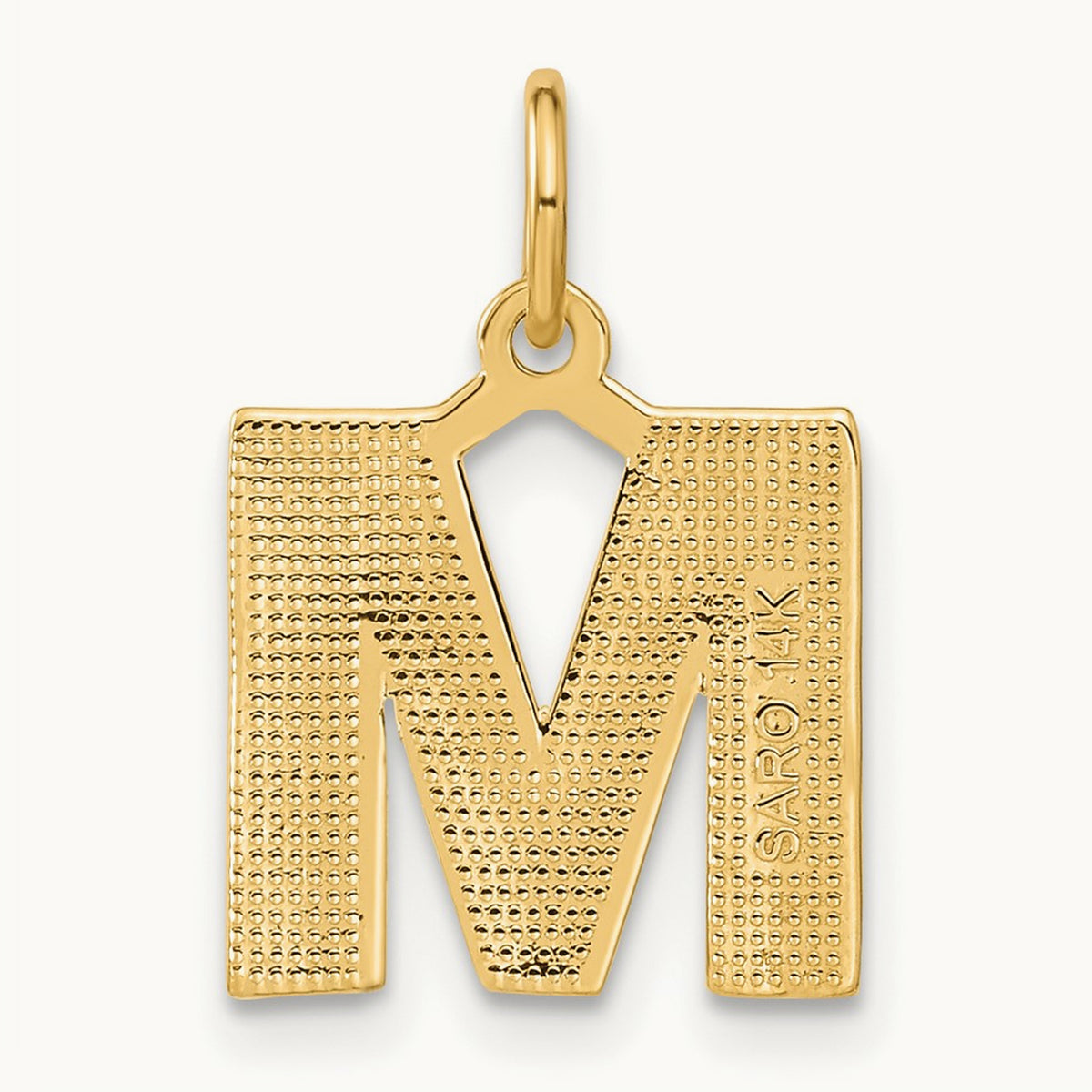 Satin Diamond-cut Initial Charm — 14K Yellow Gold, M