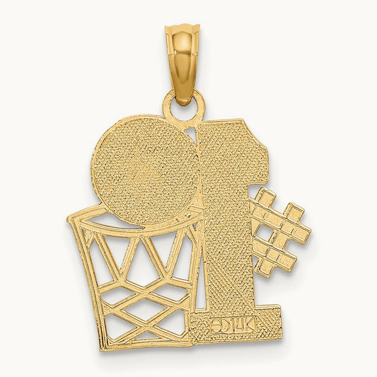 #1 Basketball w/ Hoop Charm, 14K