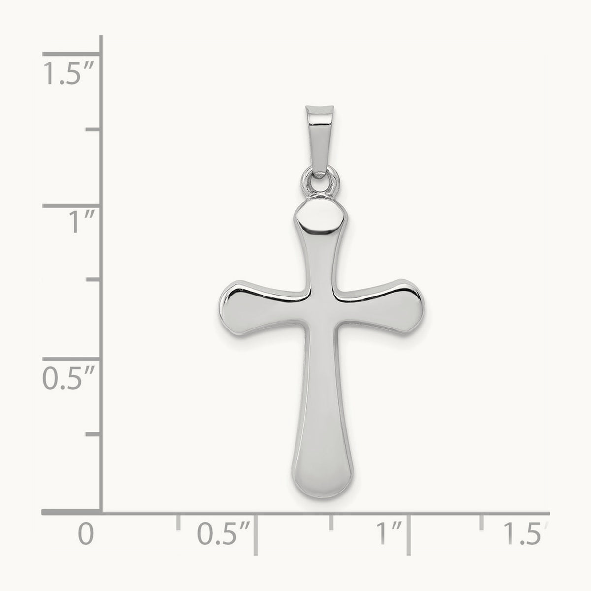 Polished Rounded Cross Pendant — 14K White Gold