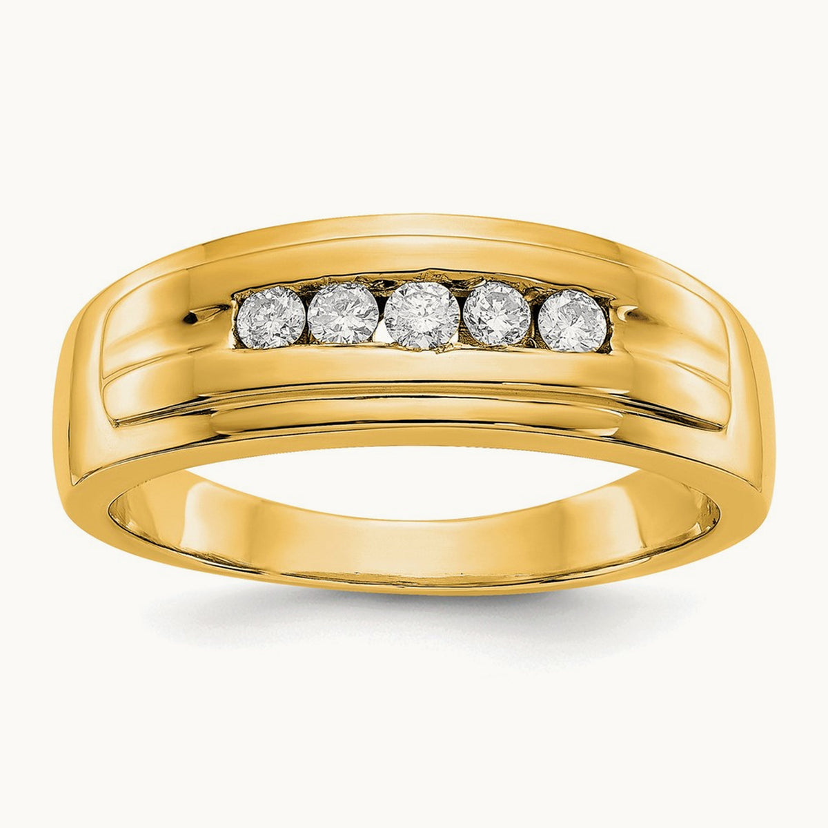 Diamond Men's 5-stone Ring — 14K Yellow Gold