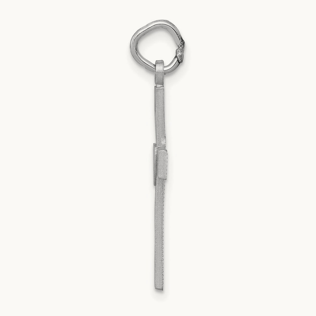 Diamond-cut Latin Cross Charm, 14K White Gold