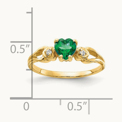 Heart Emerald AA Diamond ring, 5mm, 14K