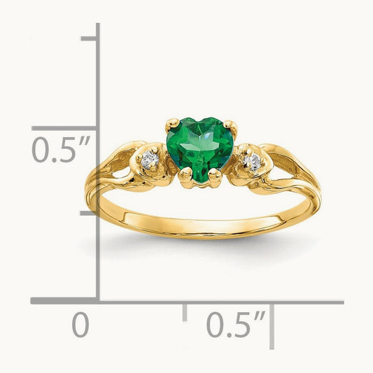 Heart Emerald AA Diamond ring, 5mm, 14K