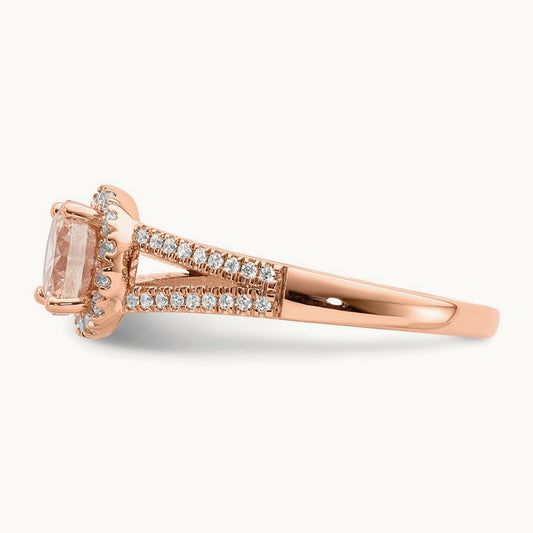 Morganite Halo Engagement Ring, 0.25 ct tw
