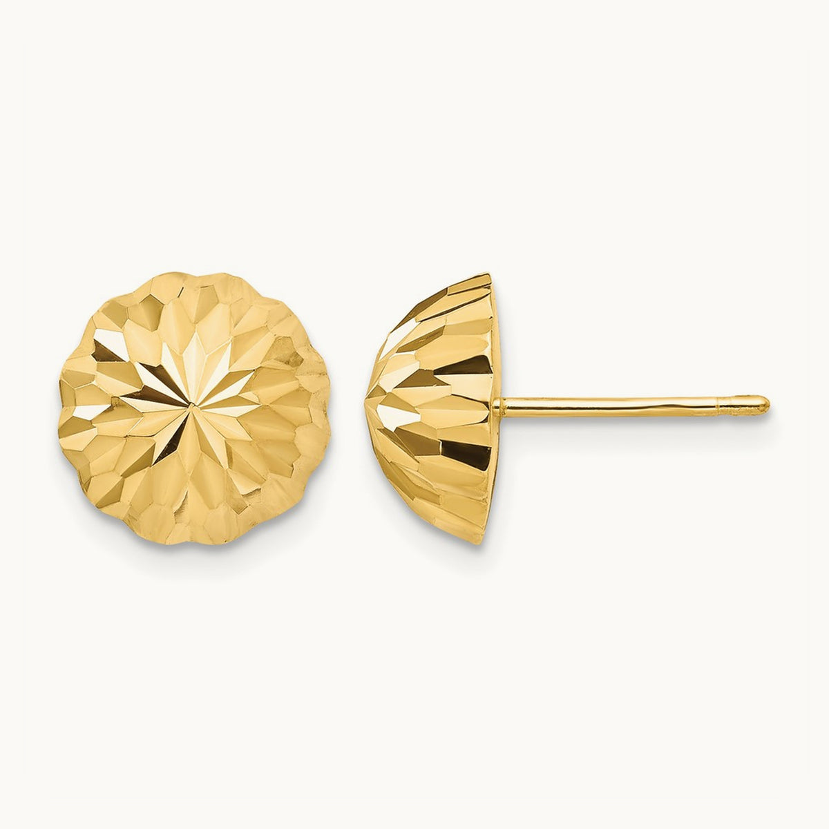 Diamond-cut Domed Post Earrings — 10mm