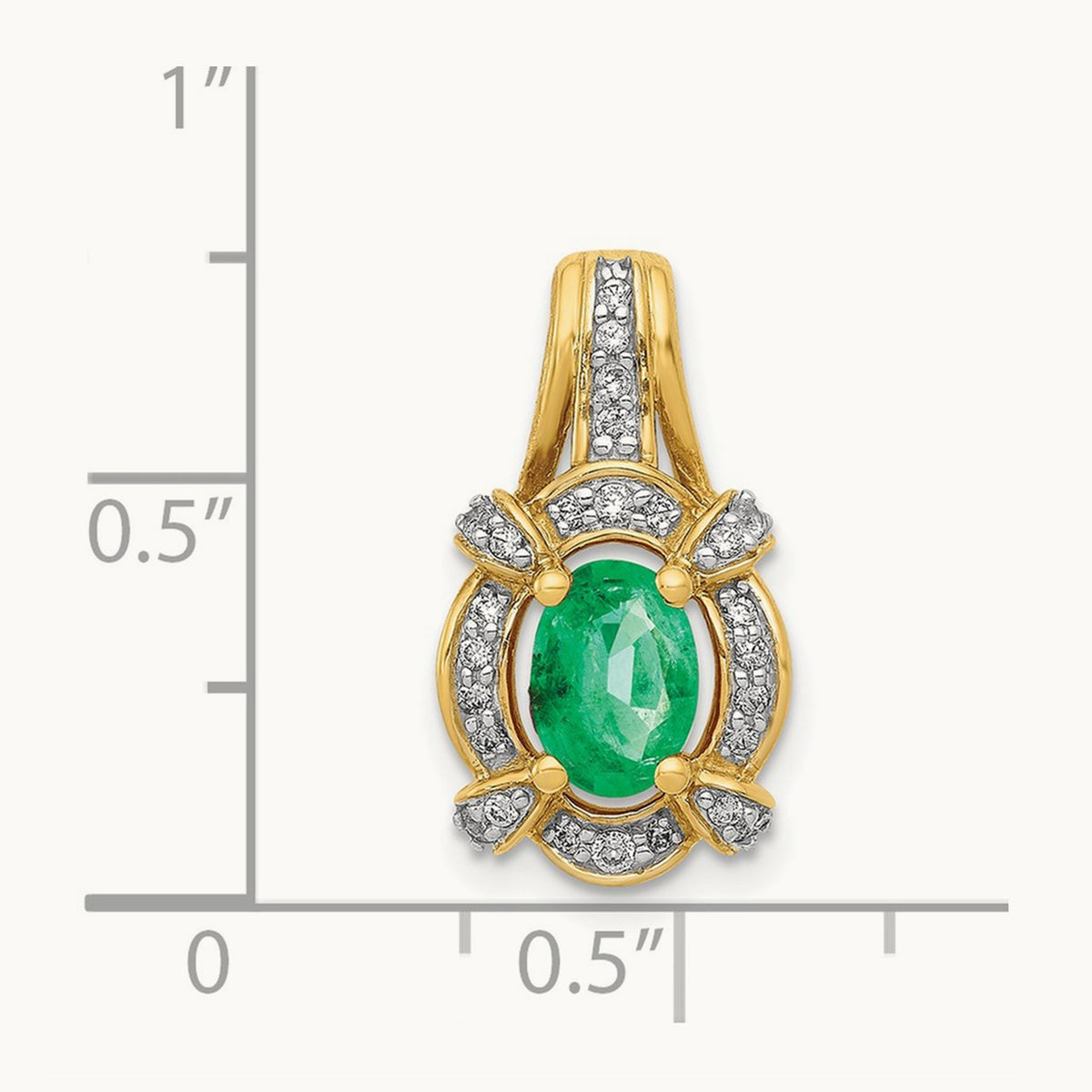 Fancy Diamond and Oval Emerald Pendant, 14K