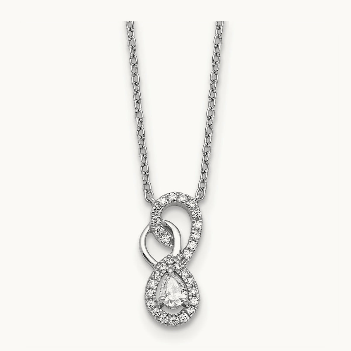 Polished Diamond Infinity Necklace, 14K White Gold