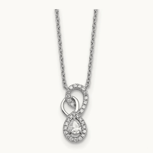 Polished Diamond Infinity Necklace, 14K White Gold