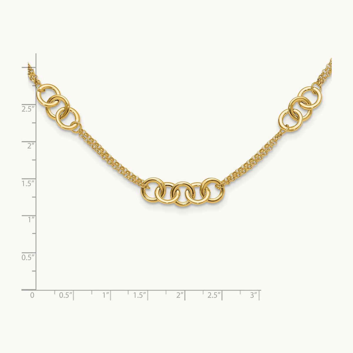 Polished 2-Strand Linked Circle Necklace, 14K