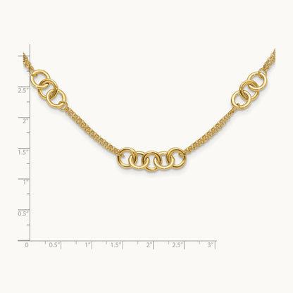 Polished 2-Strand Linked Circle Necklace, 14K