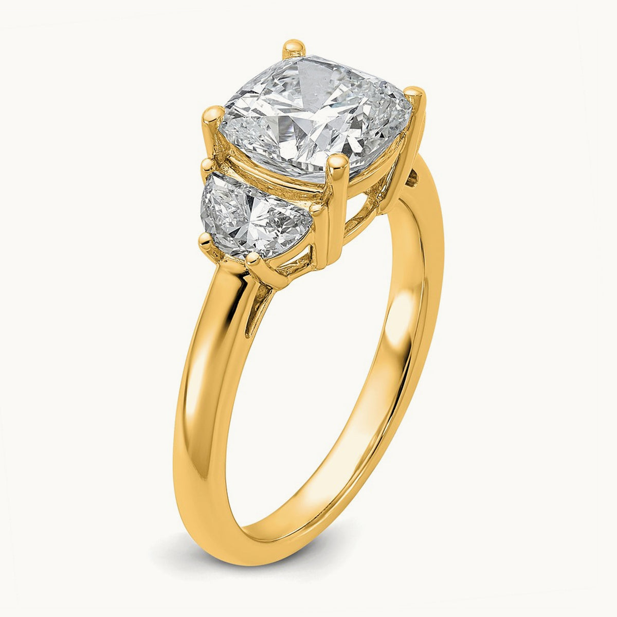 Half Moon & Cushion Semi-Mount Engagement Ring, 0.25-1.00 ct tw Lab-Grown Diamond — 5/8 ct, 14K Yellow Gold