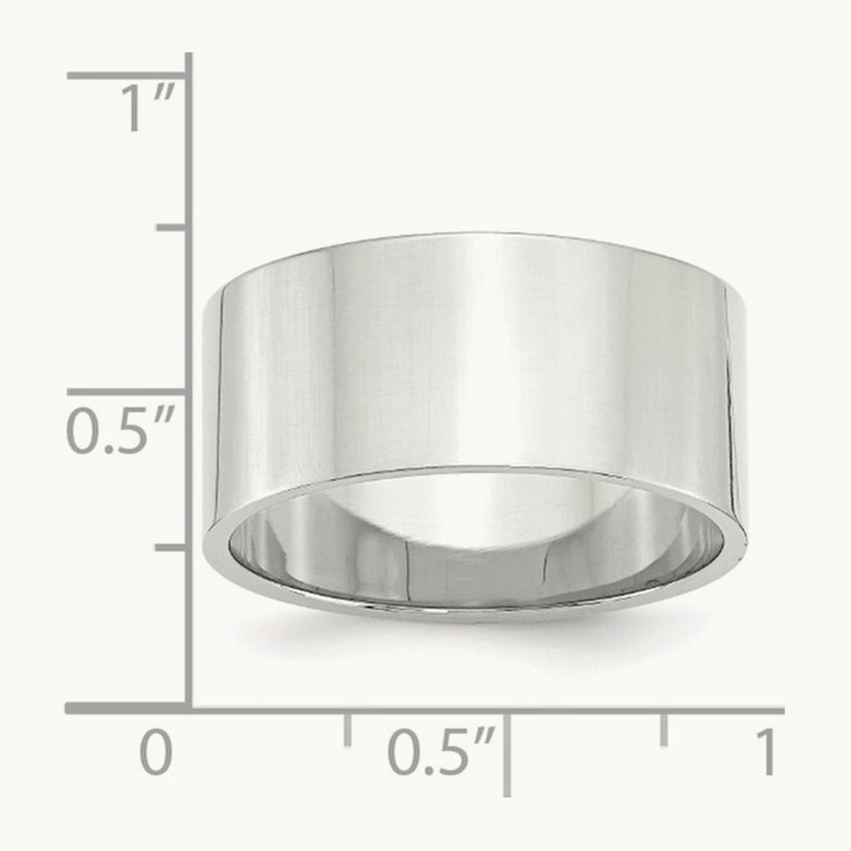 Lightweight Flat Band, 10mm, 10K White Gold