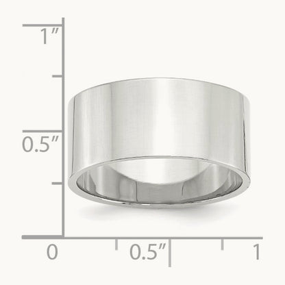 Lightweight Flat Band, 10mm, 10K White Gold