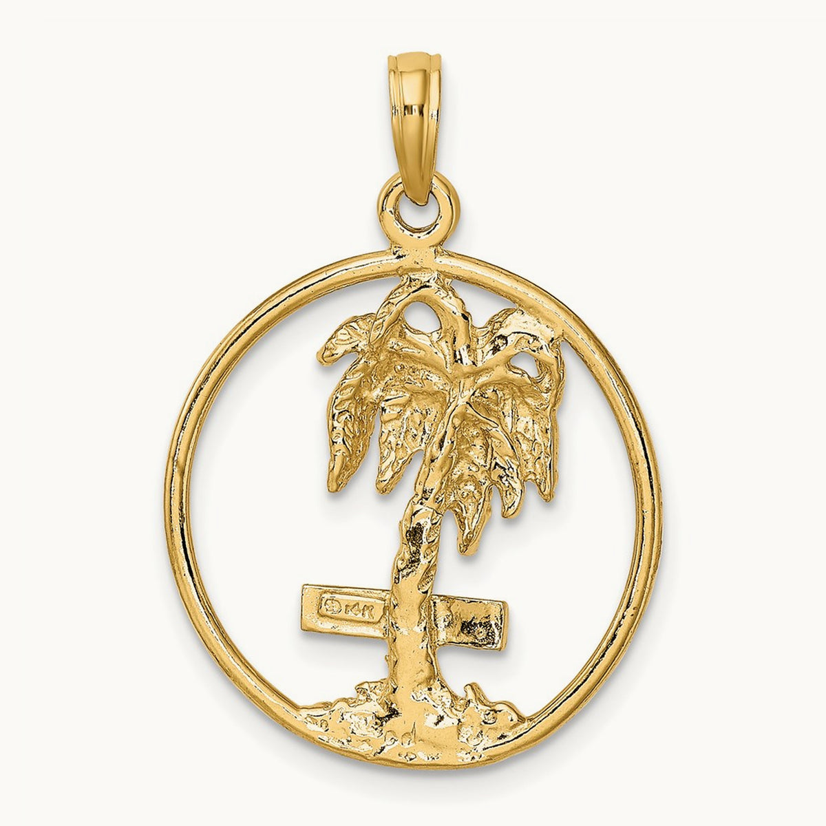 MARCO IS. Palm Tree Round Charm, 14K