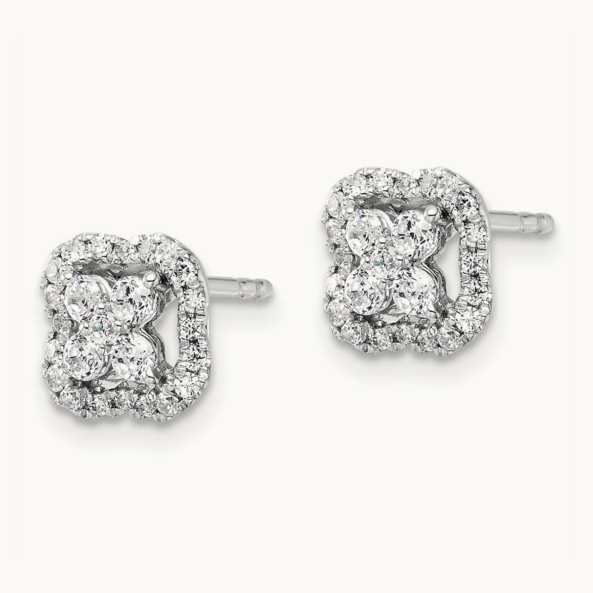 Square Halo Post Earrings, 0.50 ct tw Lab-Grown Diamond