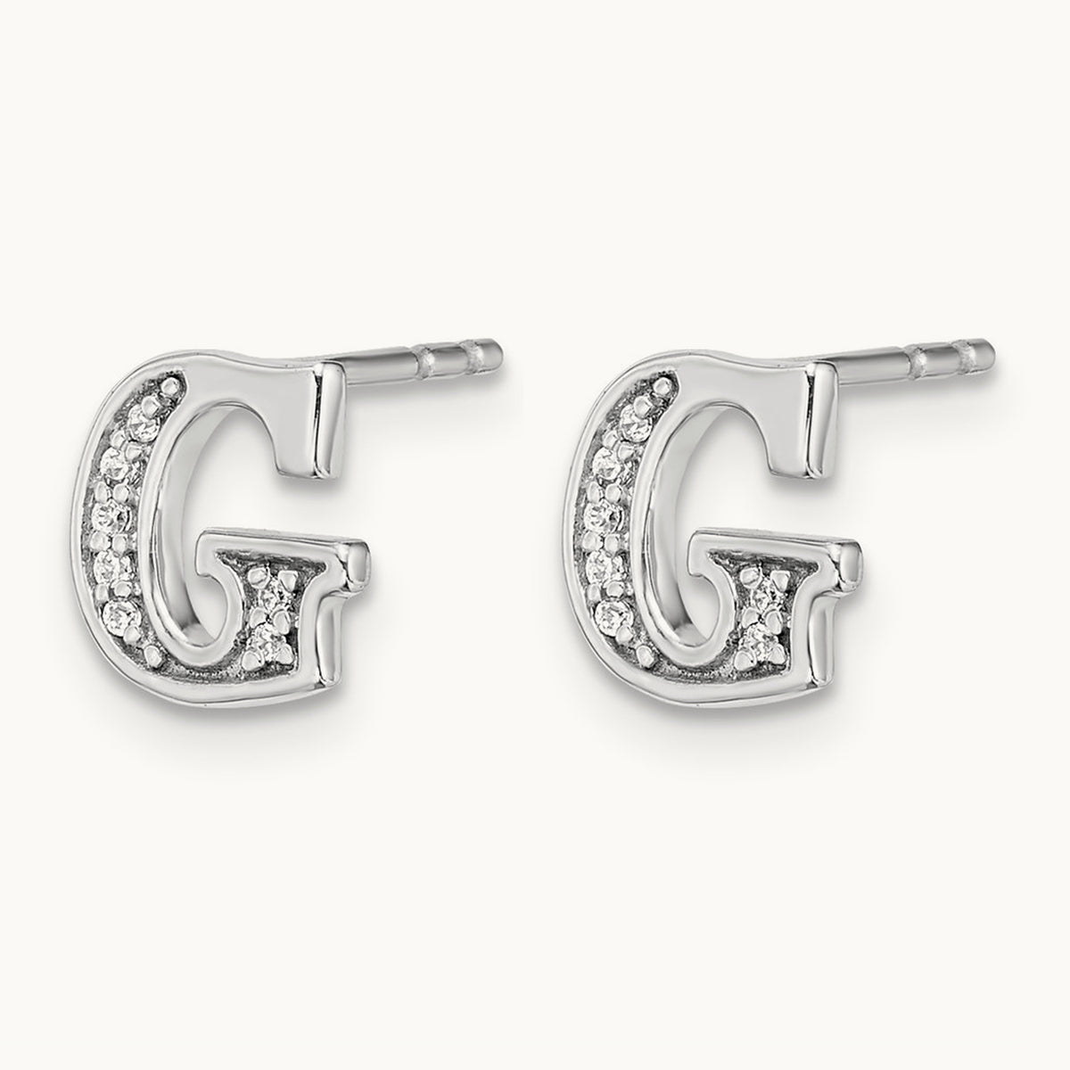 Diamond Earrings — 14K White Gold, 8mm, G