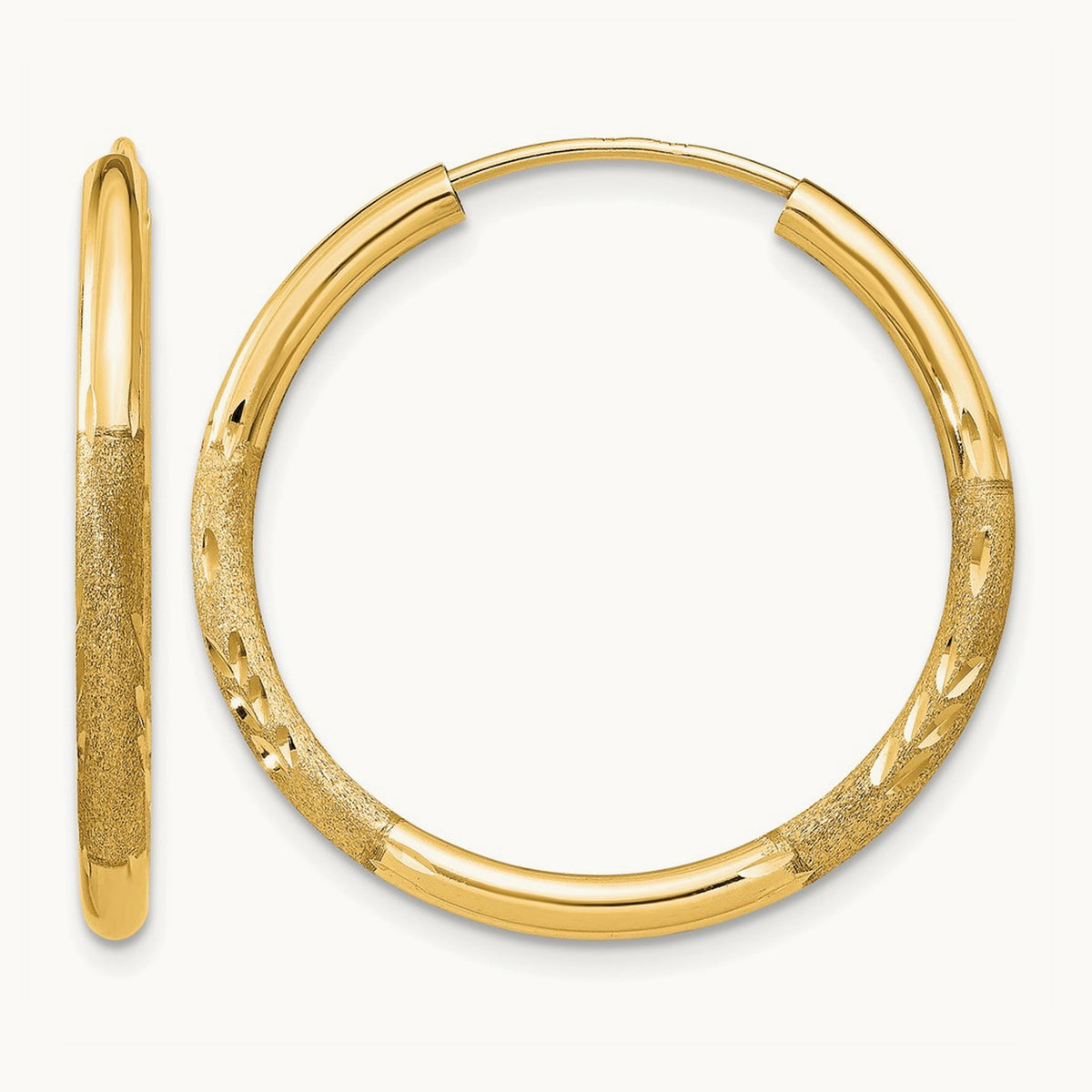 Satin Diamond-cut Endless Hoop Earrings — 25mm, 2mm
